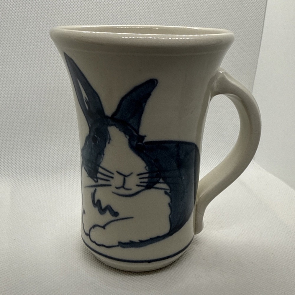 Studio Pottery Bunny Mug Signed By Artist "Ward" Vintage 1980's